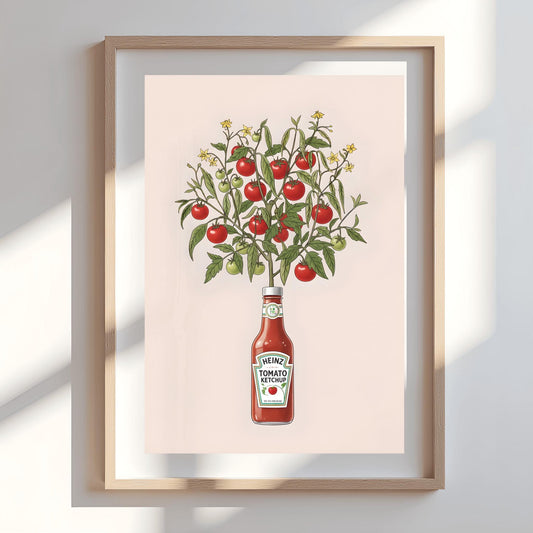 Heinz Tomato Plant Art Print: Unique Kitchen Decor, Foodie Gift