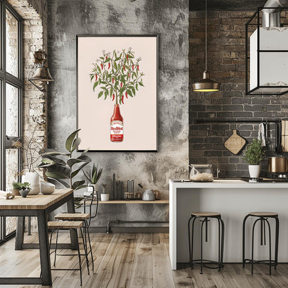 Frank's Hot Sauce Chili Plant Art Print: Unique Kitchen Decor, Foodie Gift