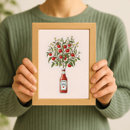 Heinz Tomato Plant Art Print: Unique Kitchen Decor, Foodie Gift