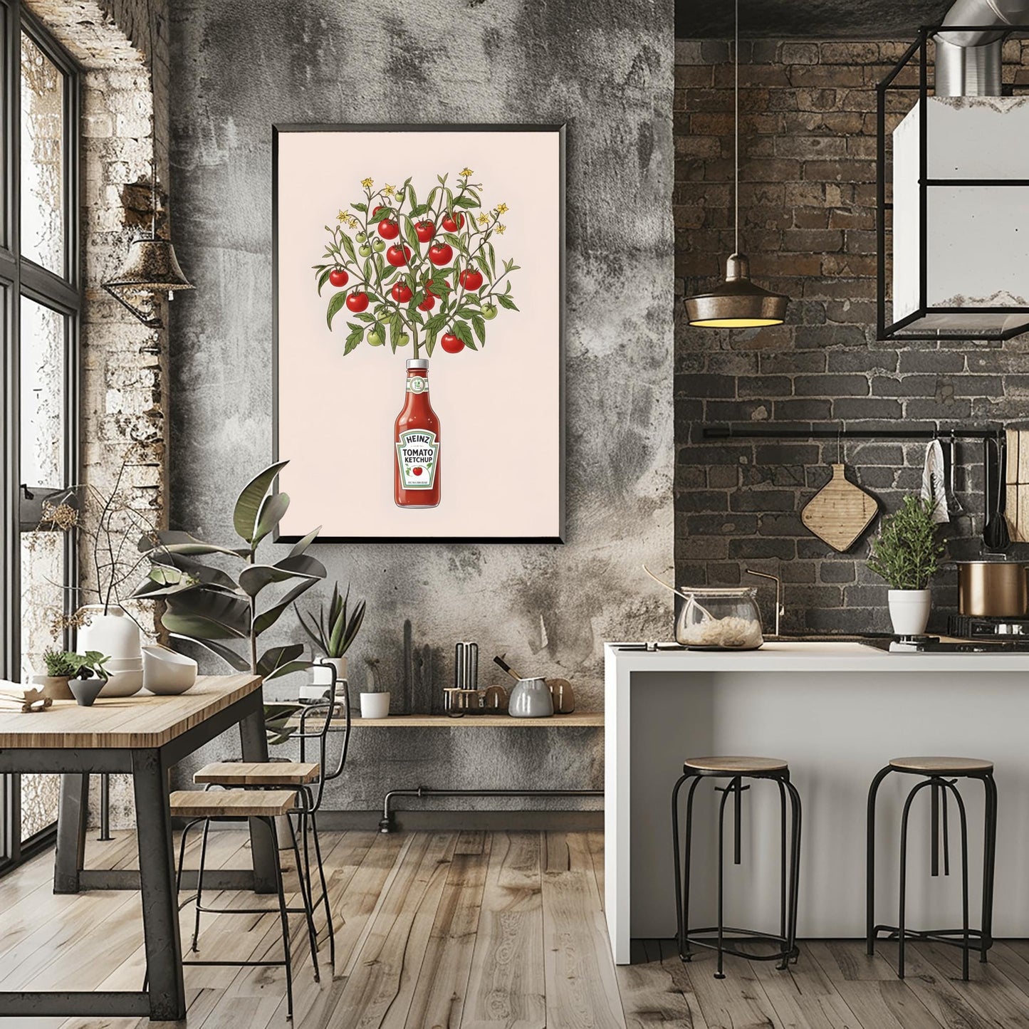 Heinz Tomato Plant Art Print: Unique Kitchen Decor, Foodie Gift