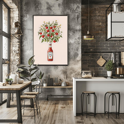 Heinz Tomato Plant Art Print: Unique Kitchen Decor, Foodie Gift