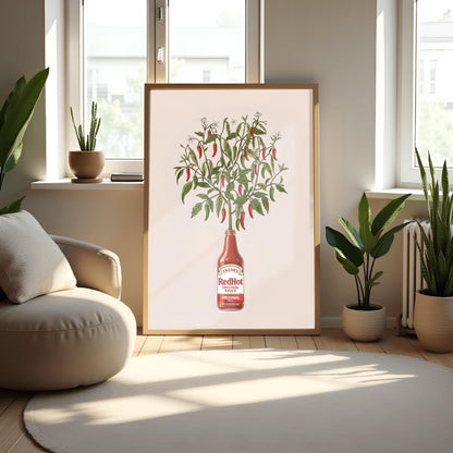 Frank's Hot Sauce Chili Plant Art Print: Unique Kitchen Decor, Foodie Gift