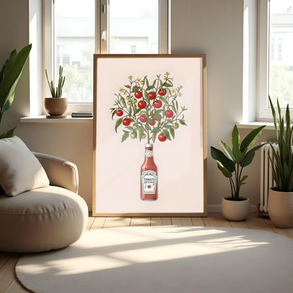 Heinz Tomato Plant Art Print: Unique Kitchen Decor, Foodie Gift