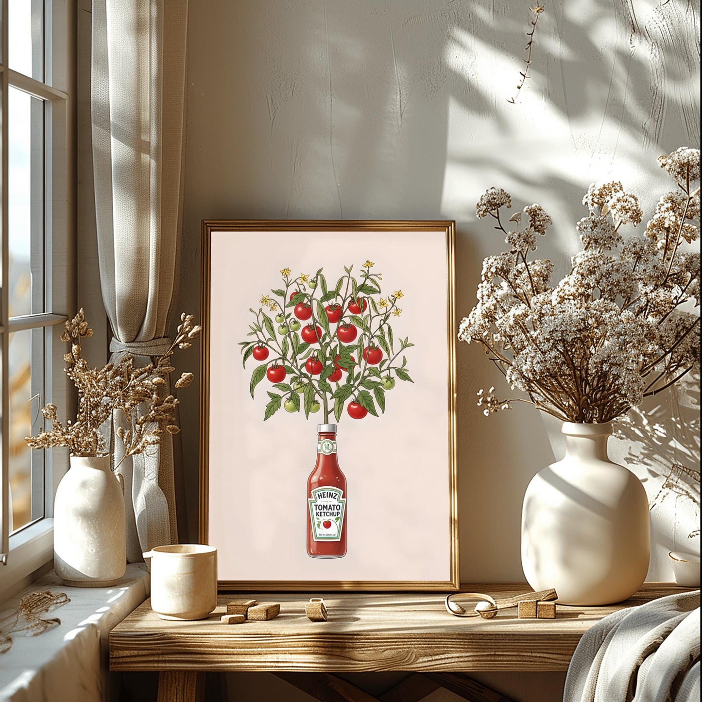 Heinz Tomato Plant Art Print: Unique Kitchen Decor, Foodie Gift