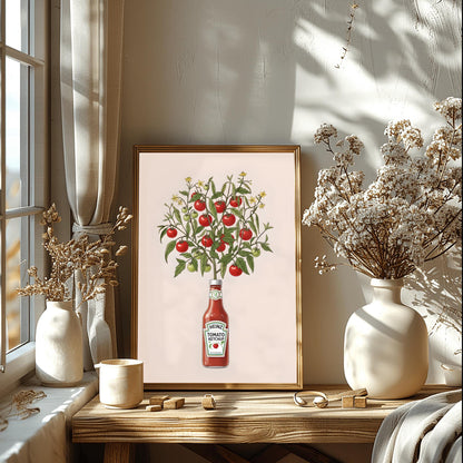 Heinz Tomato Plant Art Print: Unique Kitchen Decor, Foodie Gift