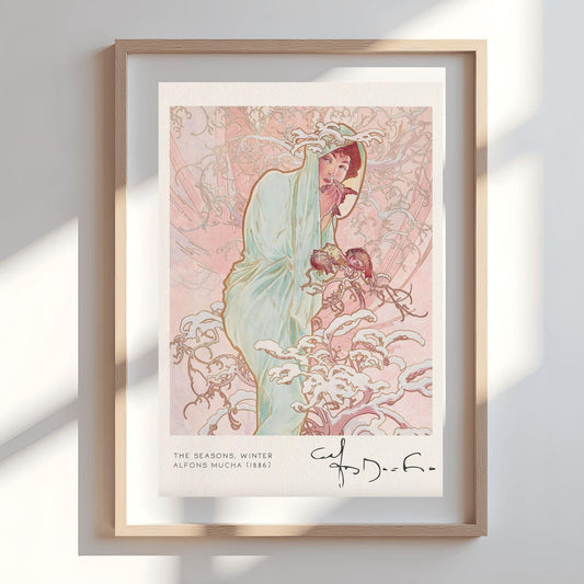 Alfons Mucha 'Winter' Art Nouveau Poster: Elegant Vintage Print