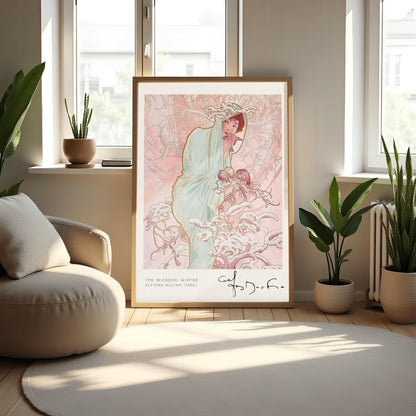 Alfons Mucha 'Winter' Art Nouveau Poster: Elegant Vintage Print