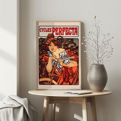 Alfons Mucha 'Cycles Perfecta' Poster, Art Nouveau Bicycle Print, Vintage Wall Art, French Advertising