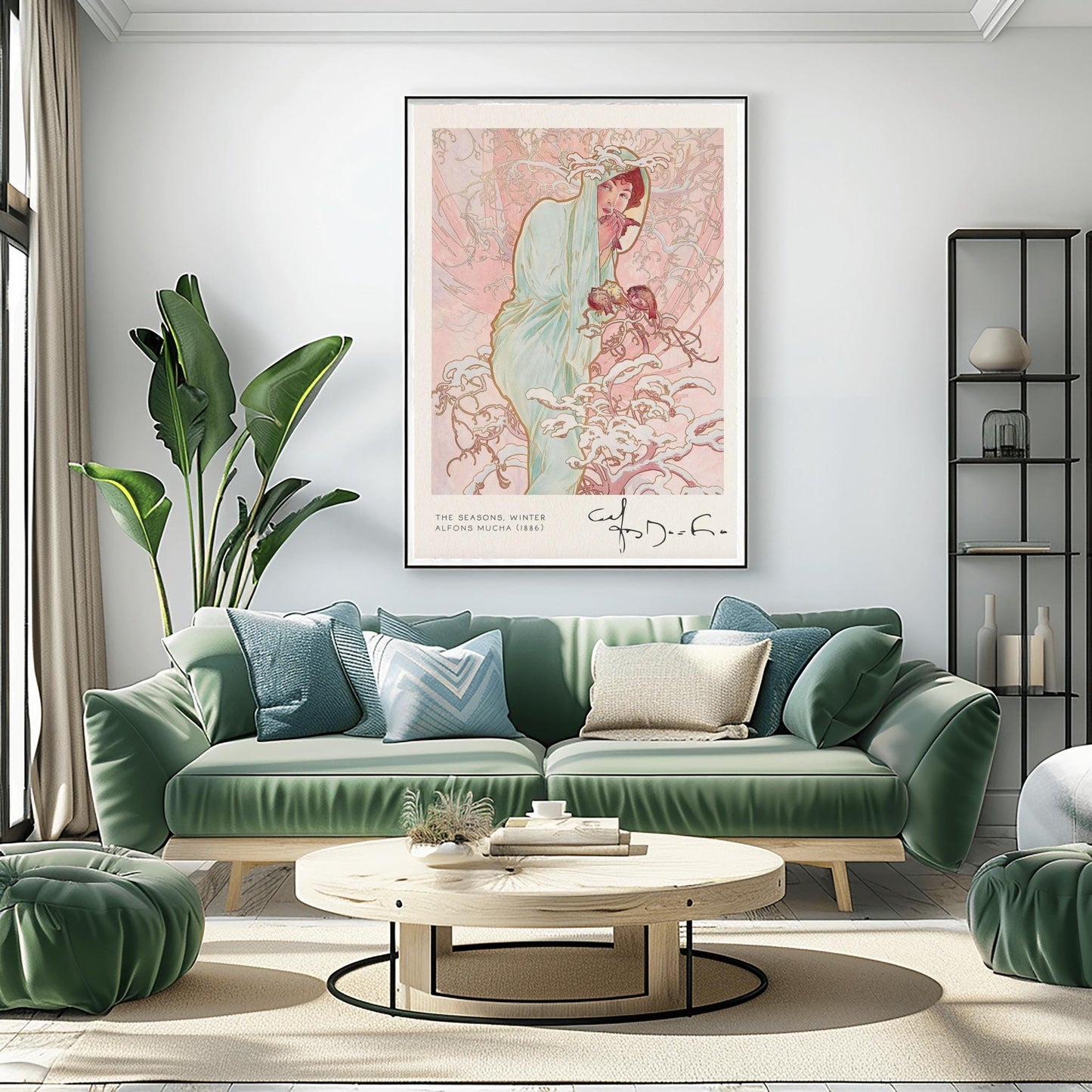 Alfons Mucha 'Winter' Art Nouveau Poster: Elegant Vintage Print