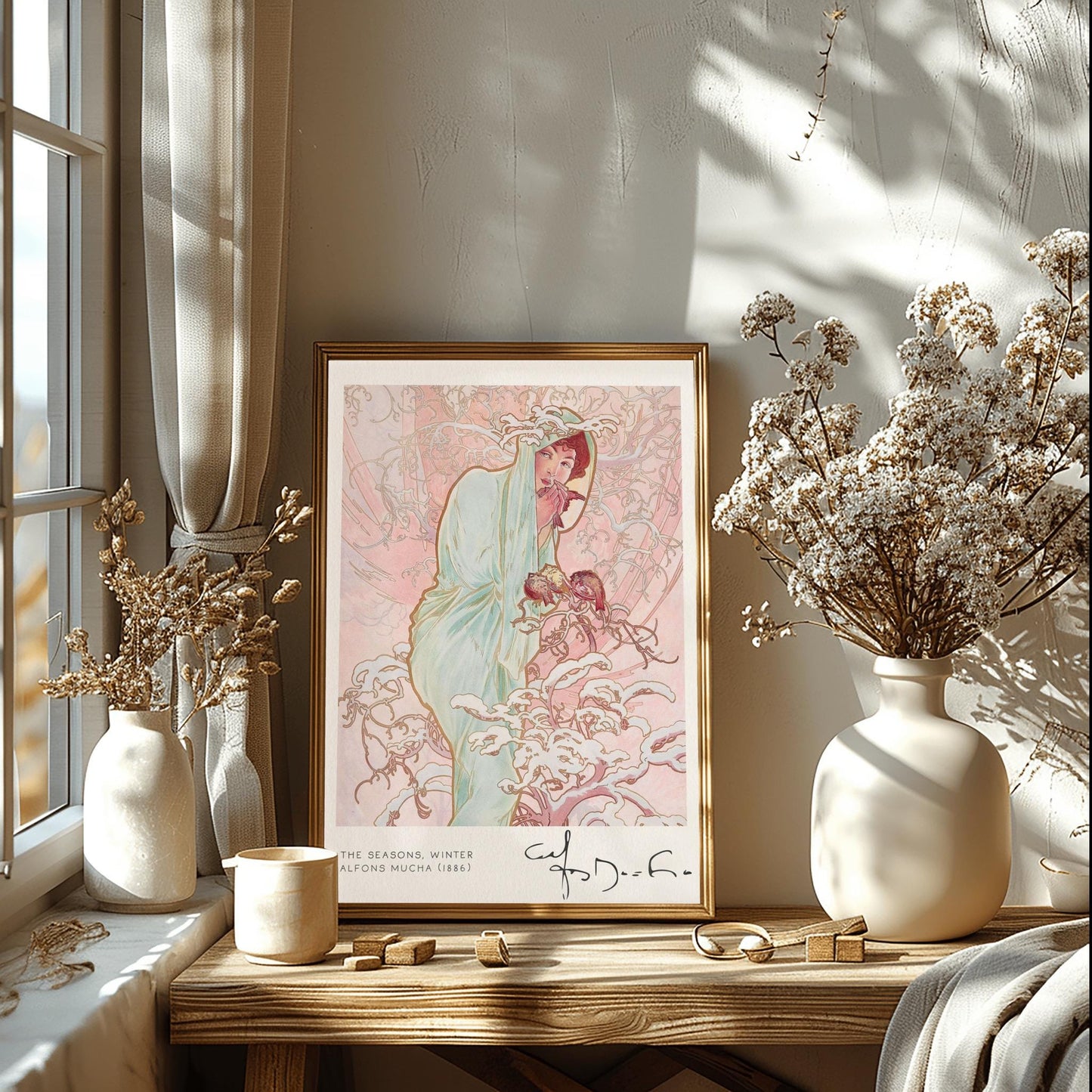Alfons Mucha 'Winter' Art Nouveau Poster: Elegant Vintage Print