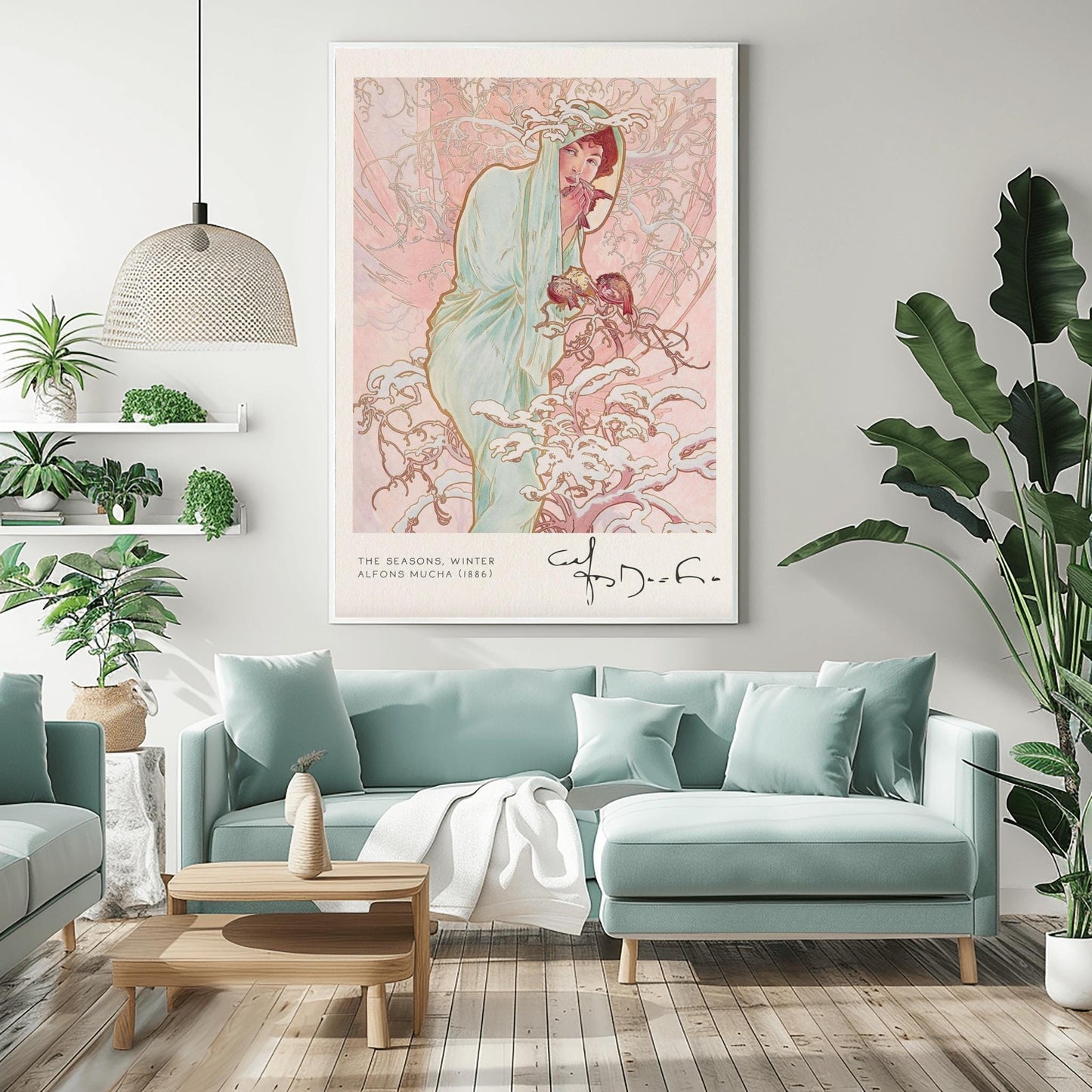 Alfons Mucha 'Winter' Art Nouveau Poster: Elegant Vintage Print
