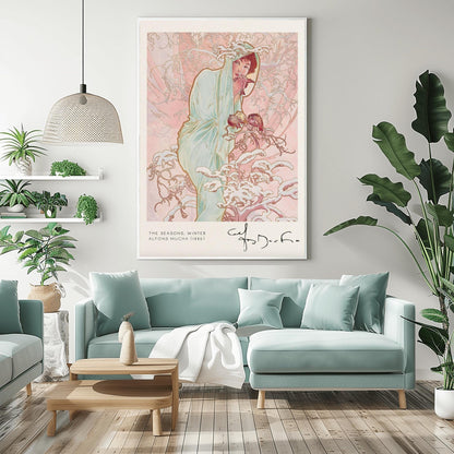 Alfons Mucha 'Winter' Art Nouveau Poster: Elegant Vintage Print