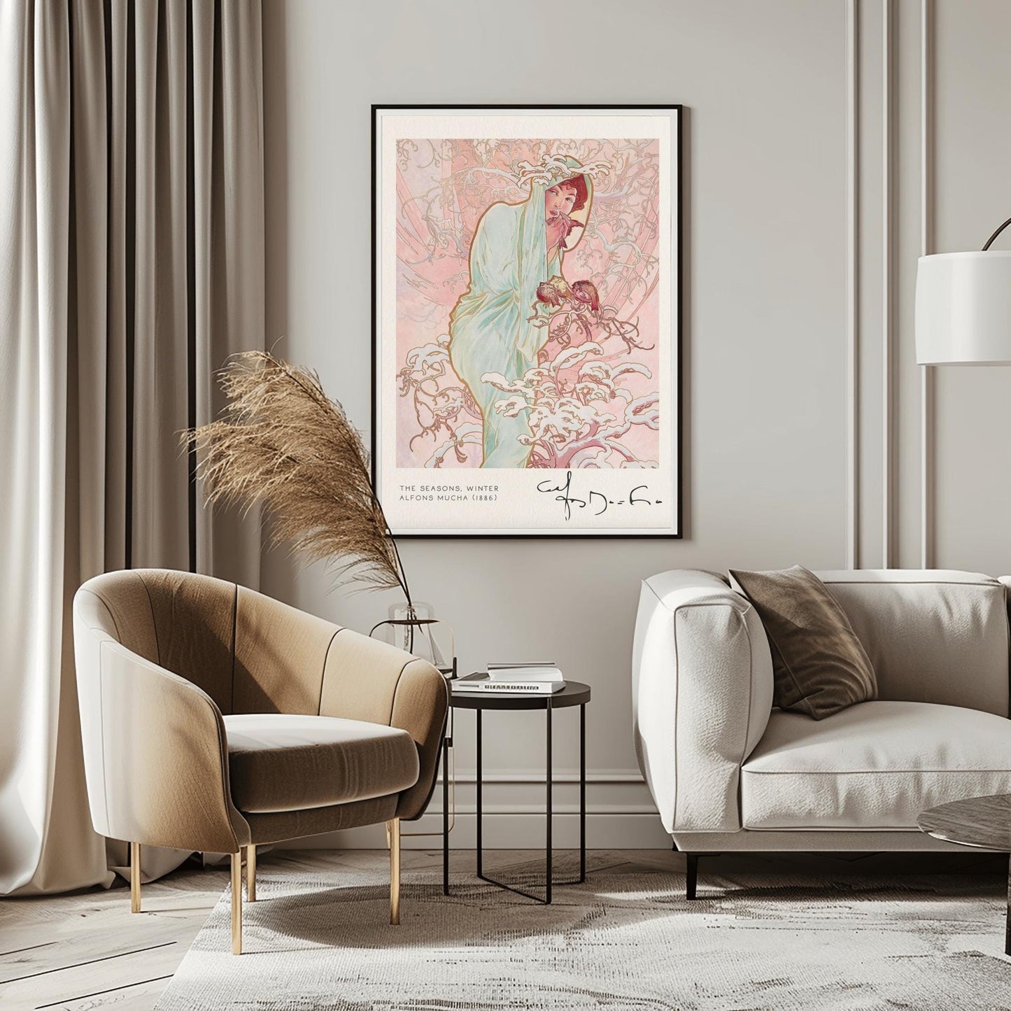 Alfons Mucha 'Winter' Art Nouveau Poster: Elegant Vintage Print