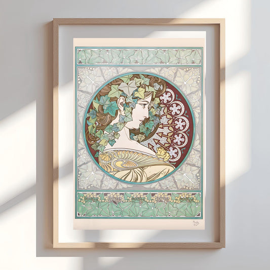 Alfons Mucha 'Ivy' Poster, Art Nouveau Floral Print, Vintage Wall Art, Elegant Botanical Decor