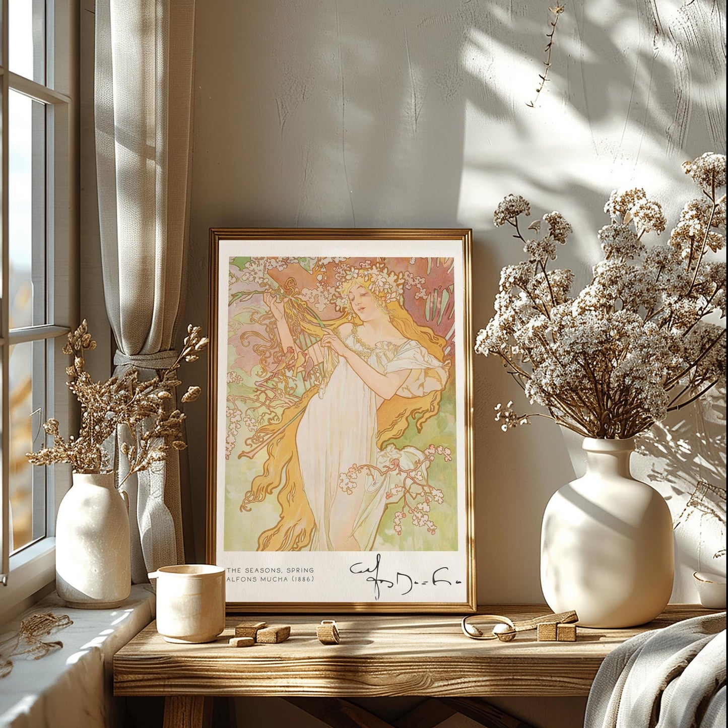 Alfons Mucha 'Spring' Art Nouveau Poster: 1896 Vintage Floral Print