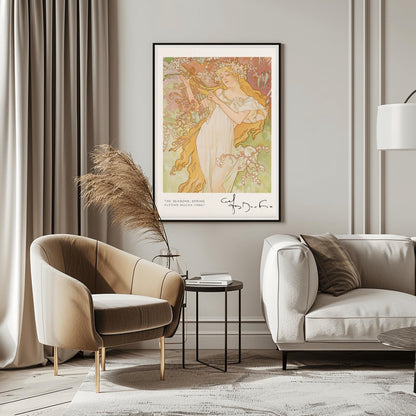 Alfons Mucha 'Spring' Art Nouveau Poster: 1896 Vintage Floral Print