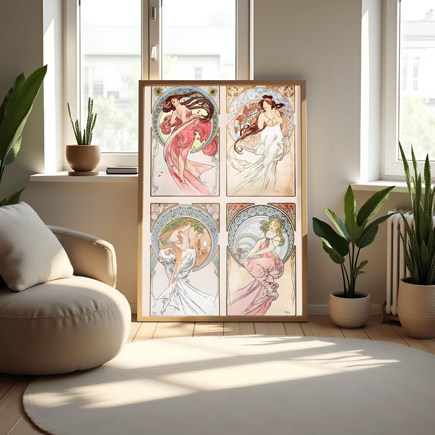 Alfons Mucha Art Nouveau Print: The Arts Collage, Vintage Poster