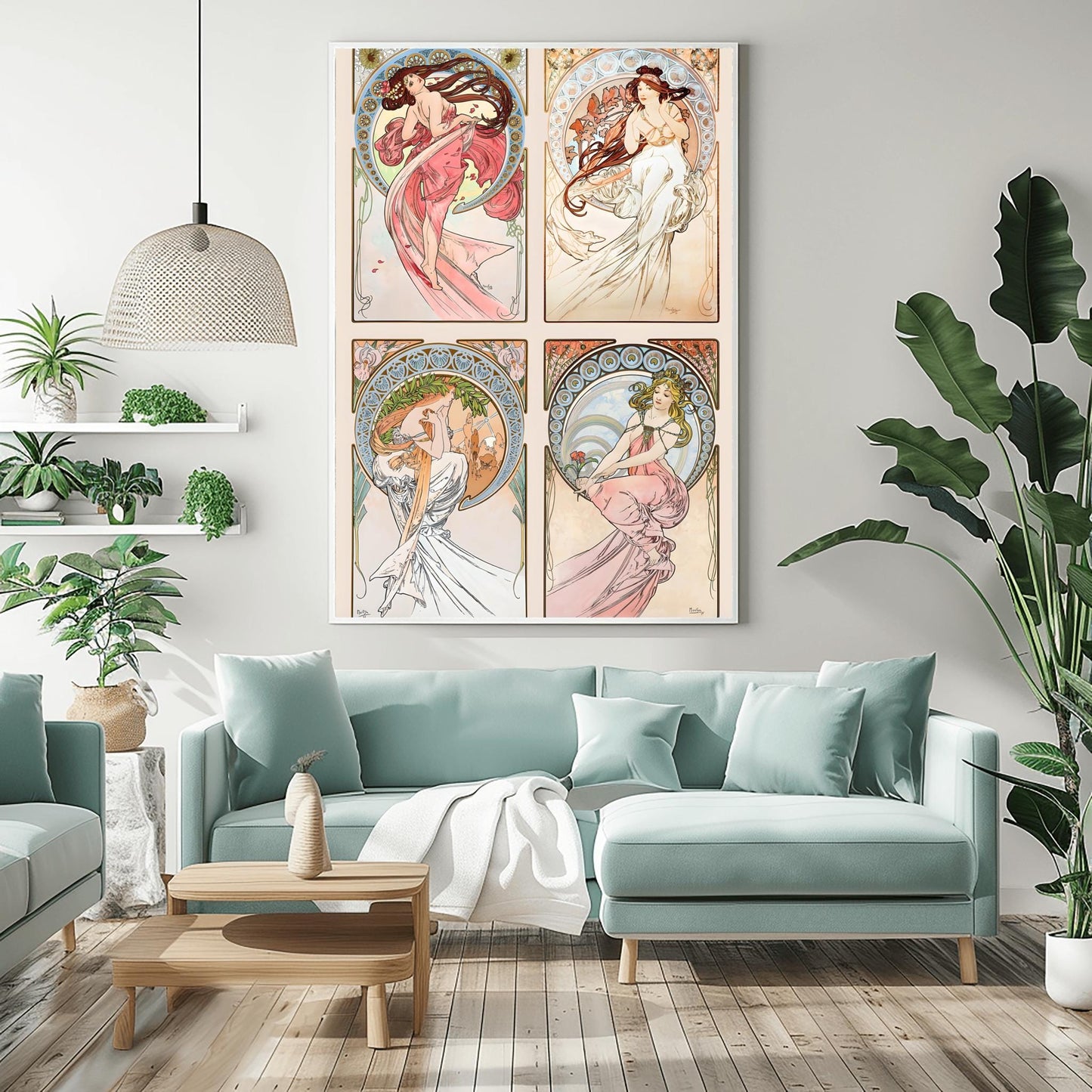 Alfons Mucha Art Nouveau Print: The Arts Collage, Vintage Poster