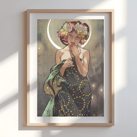 Alfons Mucha 'The Moon' Art Nouveau Poster: Mystical Celestial Print