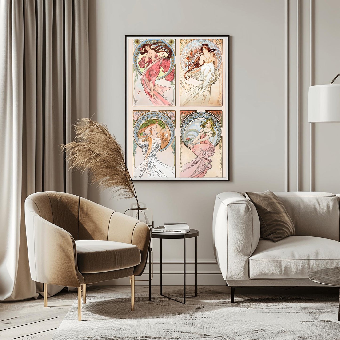 Alfons Mucha Art Nouveau Print: The Arts Collage, Vintage Poster