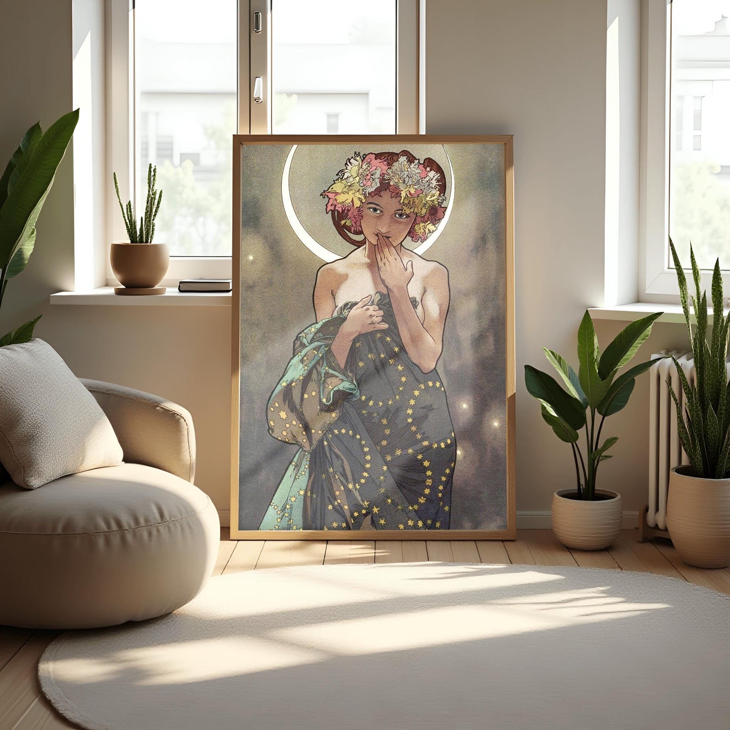 Alfons Mucha 'The Moon' Art Nouveau Poster: Mystical Celestial Print