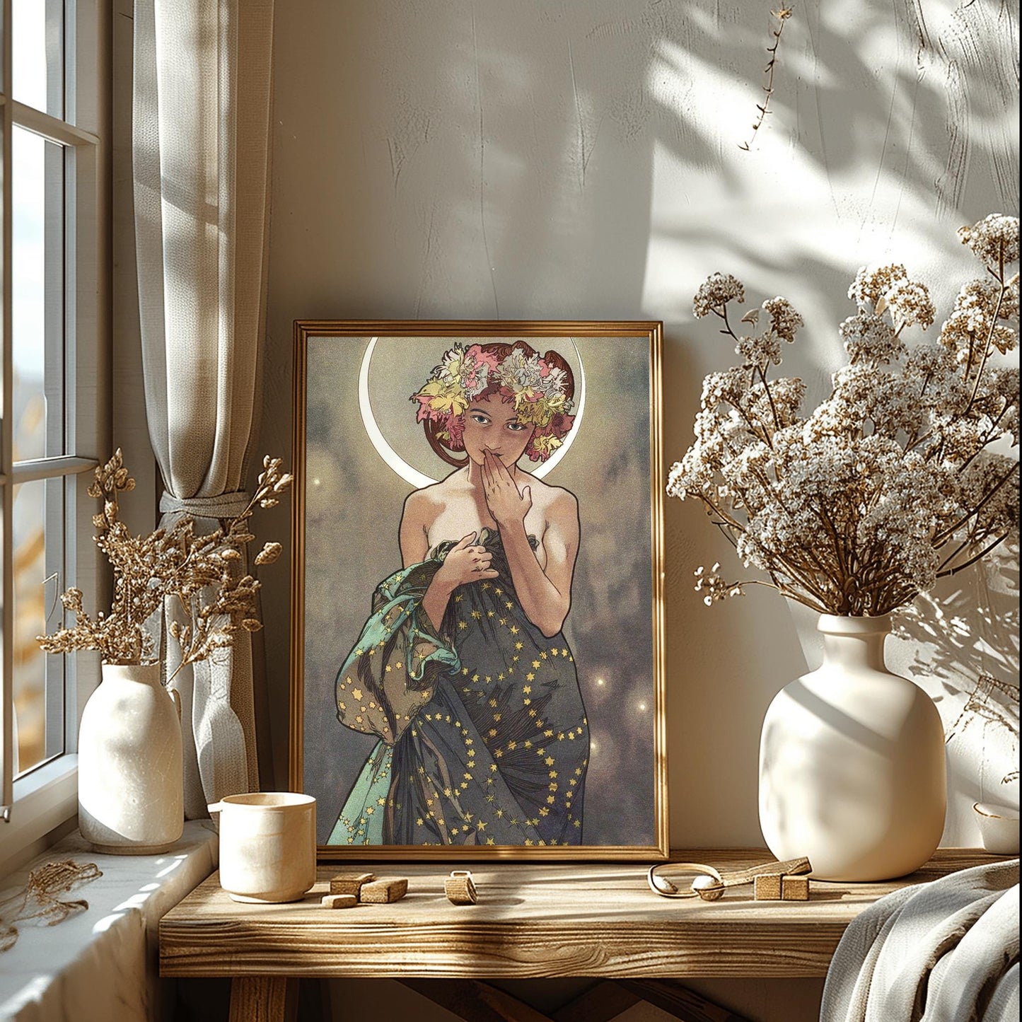 Alfons Mucha 'The Moon' Art Nouveau Poster: Mystical Celestial Print