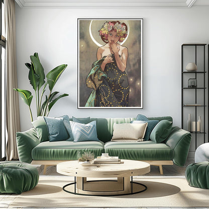 Alfons Mucha 'The Moon' Art Nouveau Poster: Mystical Celestial Print