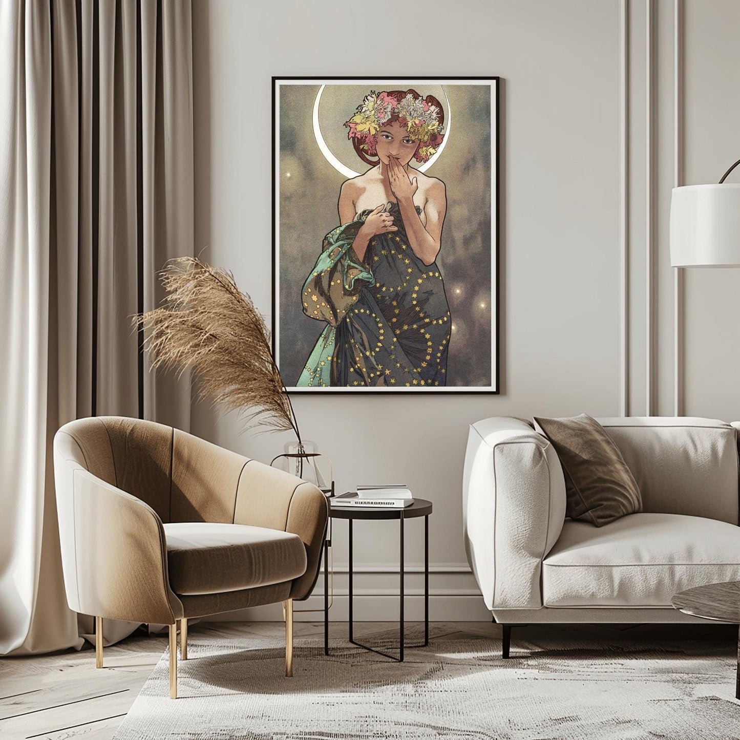 Alfons Mucha 'The Moon' Art Nouveau Poster: Mystical Celestial Print