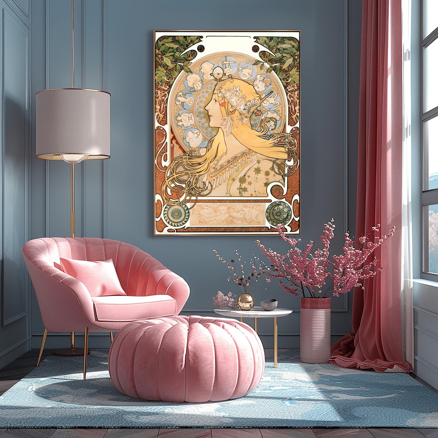Alfons Mucha Zodiac Poster: Art Nouveau Celestial Print