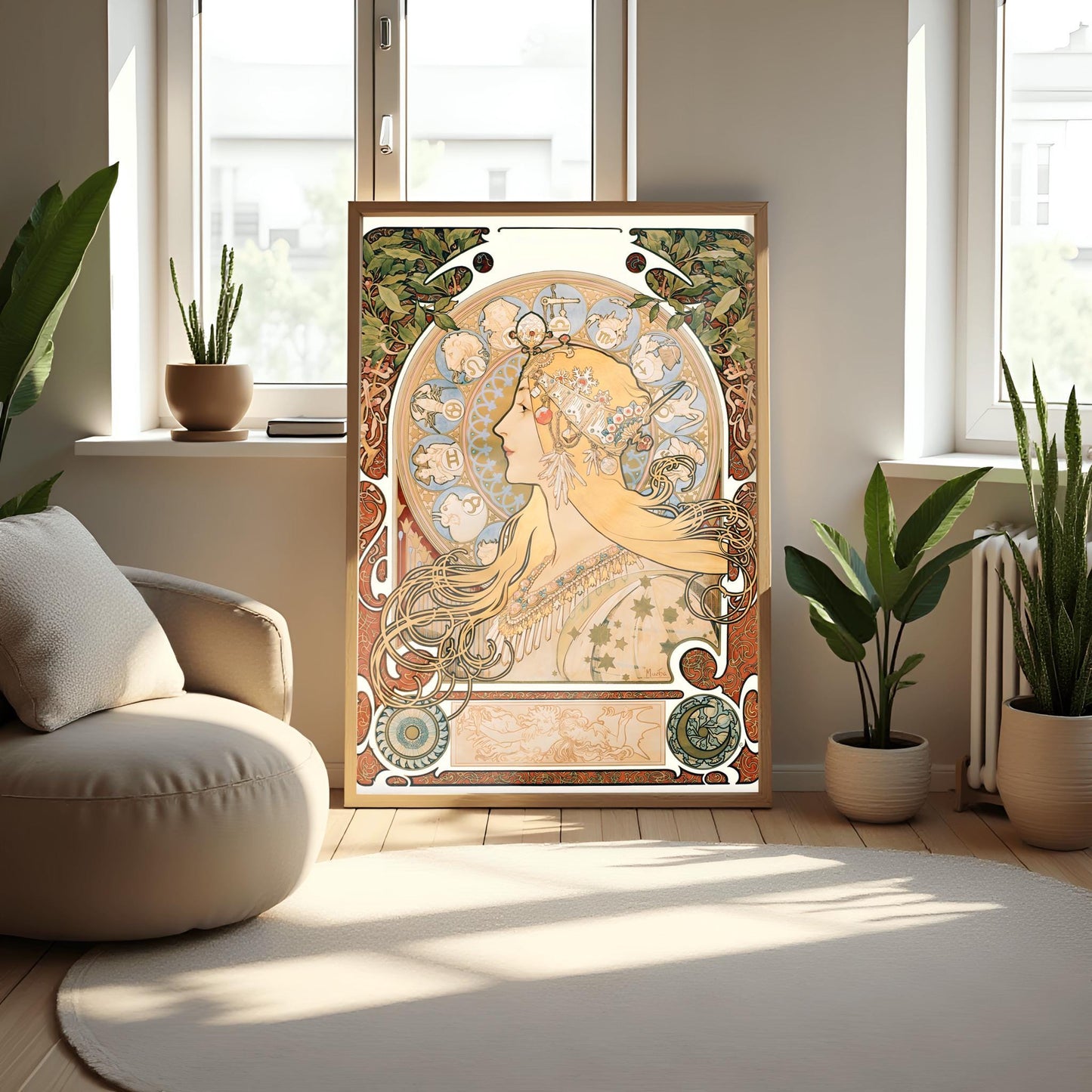Alfons Mucha Zodiac Poster: Art Nouveau Celestial Print