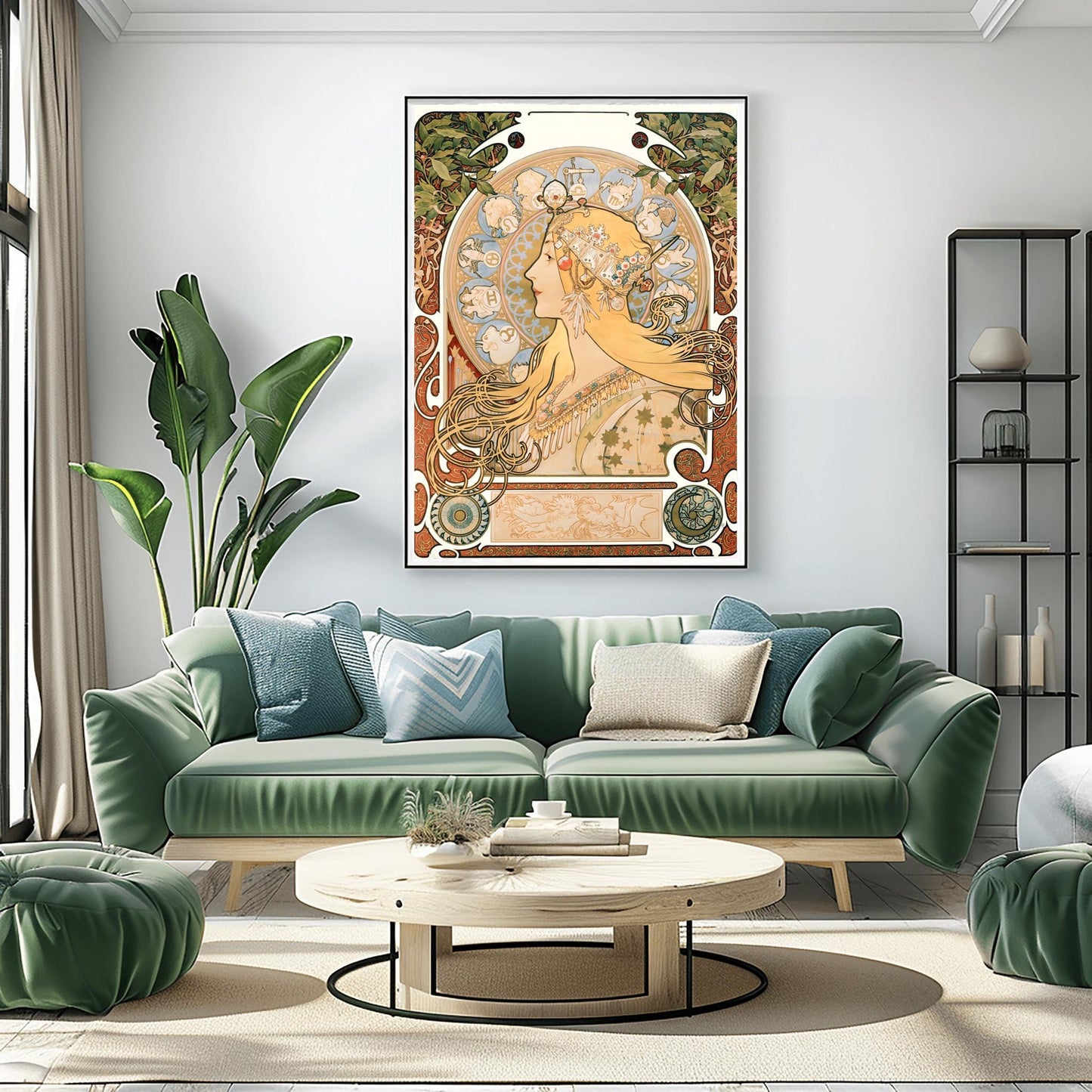 Alfons Mucha Zodiac Poster: Art Nouveau Celestial Print