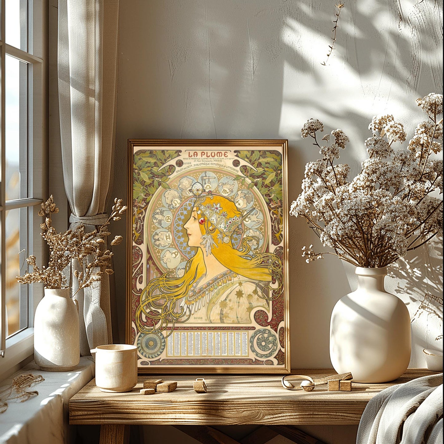Alfons Mucha Zodiac Poster: Art Nouveau Celestial Print