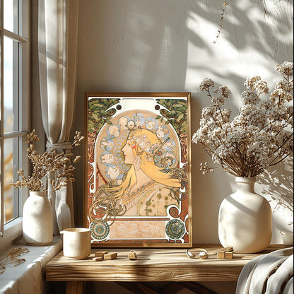 Alfons Mucha Zodiac Poster: Art Nouveau Celestial Print