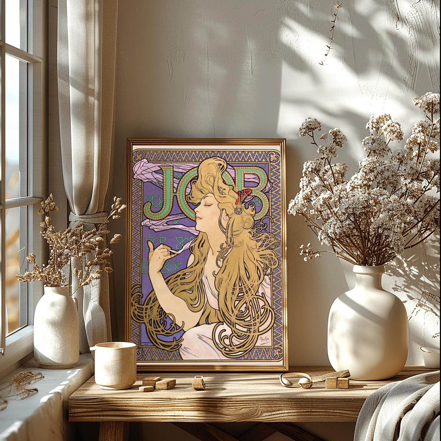 Alfons Mucha 'Job' Poster: Art Nouveau Golden Hair Print