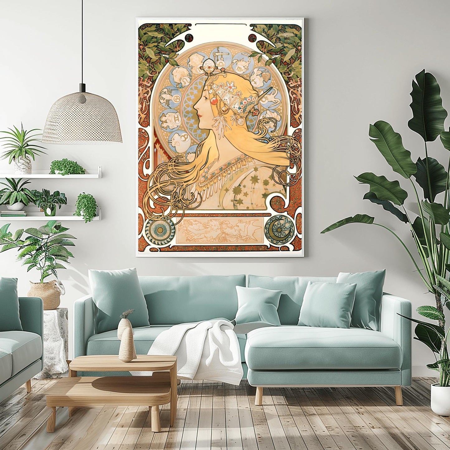Alfons Mucha Zodiac Poster: Art Nouveau Celestial Print