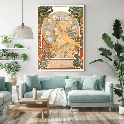 Alfons Mucha Zodiac Poster: Art Nouveau Celestial Print