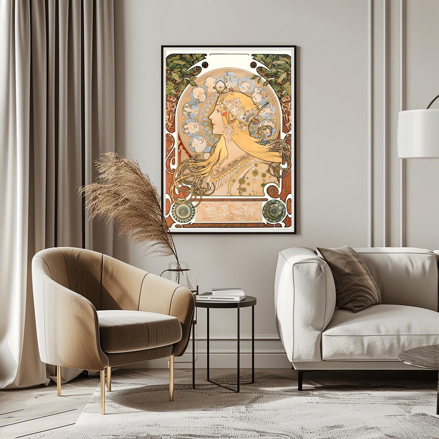 Alfons Mucha Zodiac Poster: Art Nouveau Celestial Print