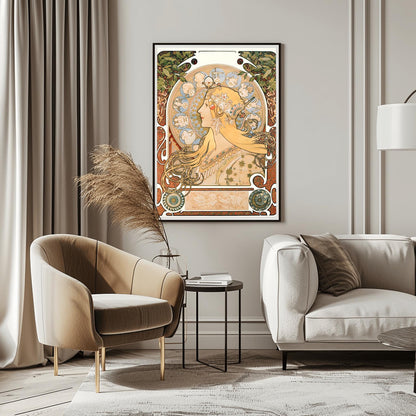 Alfons Mucha Zodiac Poster: Art Nouveau Celestial Print