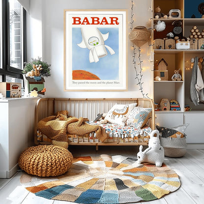 Babar the Elephant Print: Retro Nursery Wall Art, Kids Room Decor