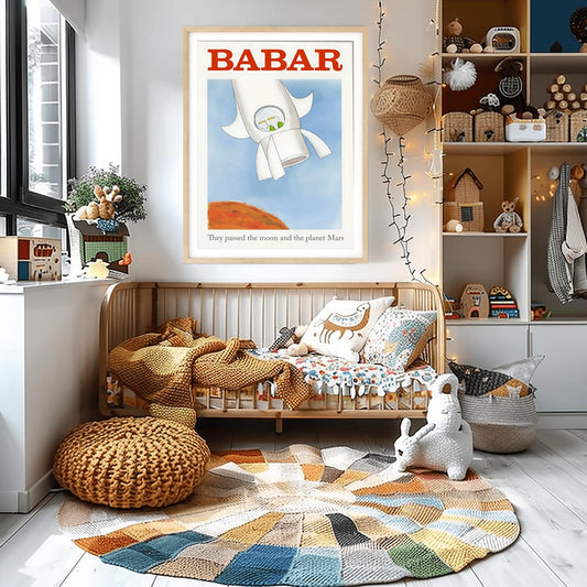 Babar the Elephant Print: Retro Nursery Wall Art, Kids Room Decor
