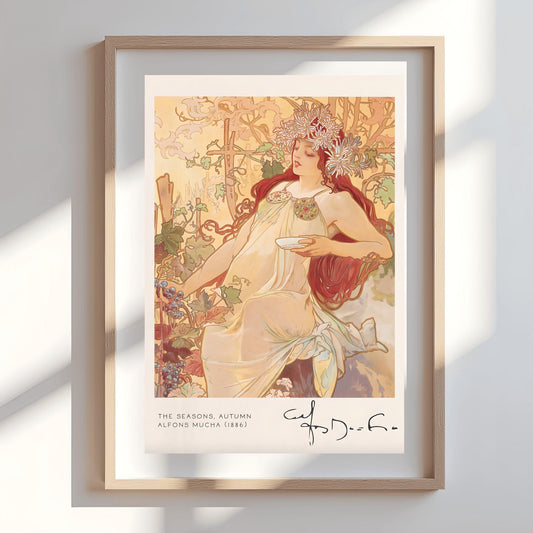 Alfons Mucha 'The Seasons - Autumn' Poster: Art Nouveau Female Print