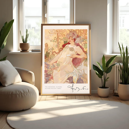 Alfons Mucha 'The Seasons - Autumn' Poster: Art Nouveau Female Print