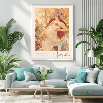 Alfons Mucha 'The Seasons - Autumn' Poster: Art Nouveau Female Print