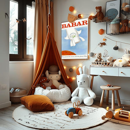 Babar the Elephant Print: Retro Nursery Wall Art, Kids Room Decor