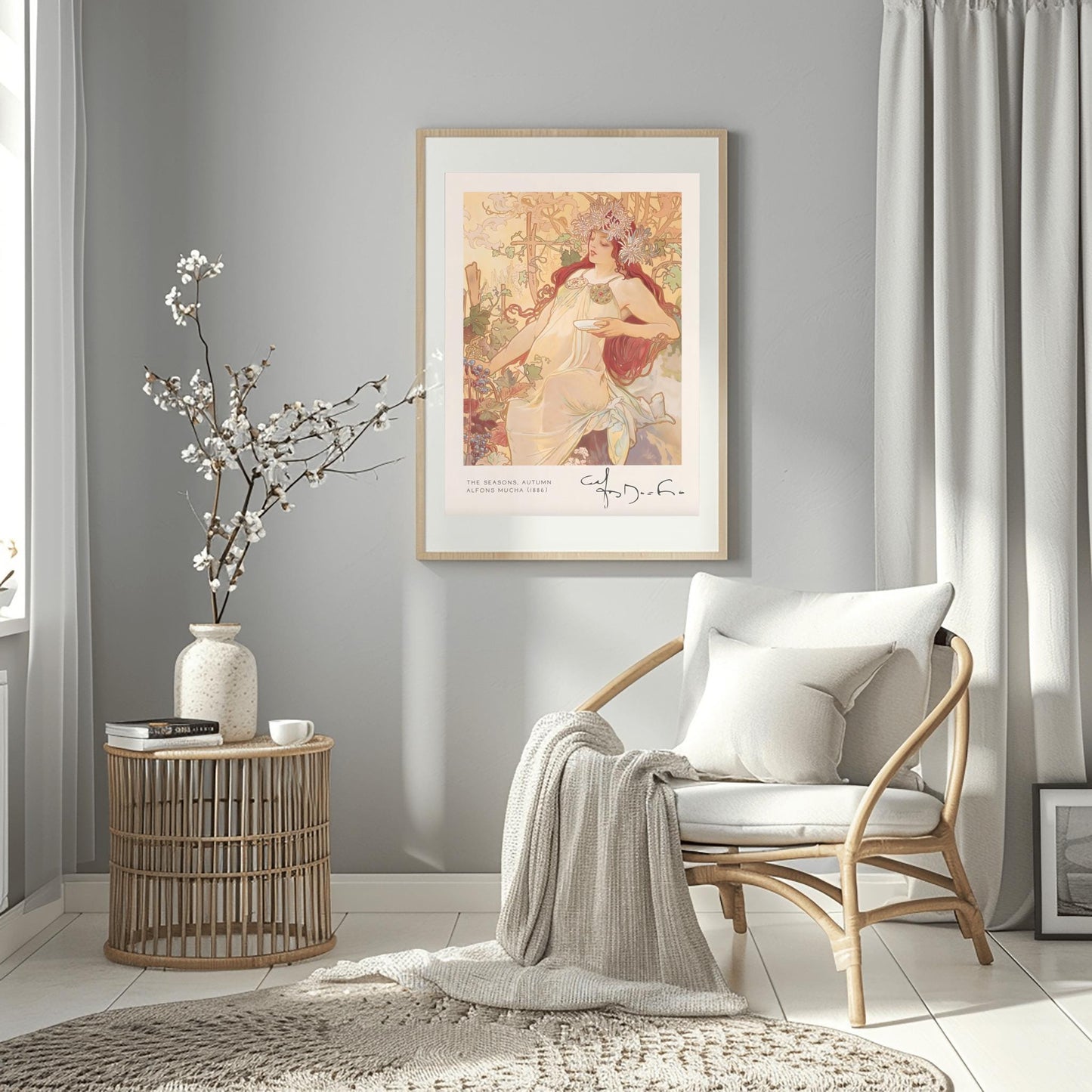 Alfons Mucha 'The Seasons - Autumn' Poster: Art Nouveau Female Print