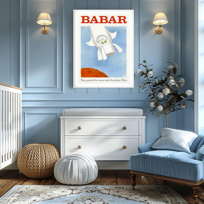 Babar the Elephant Print: Retro Nursery Wall Art, Kids Room Decor