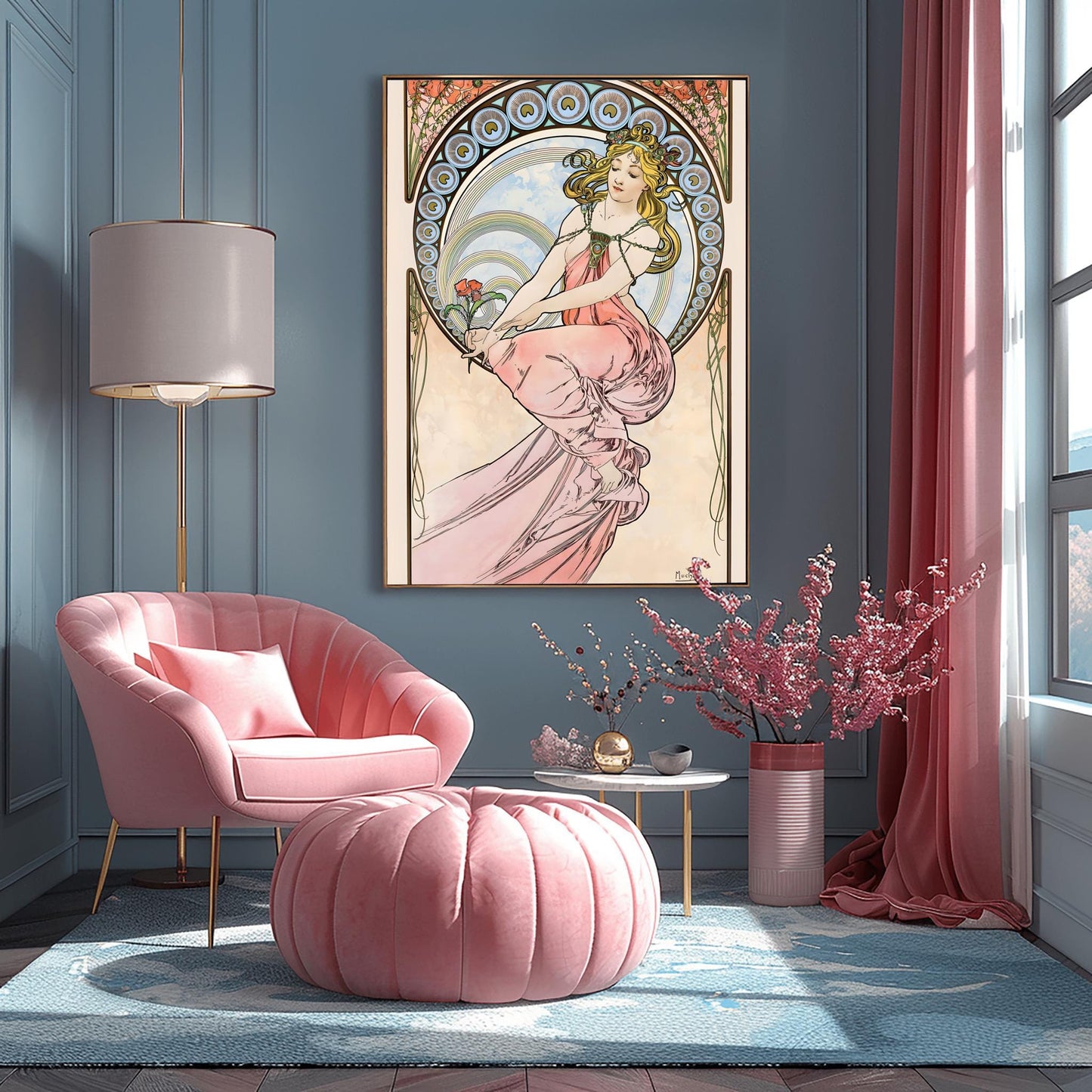 Alfons Mucha Art Nouveau Poster: 'The Arts - Painting' Elegant Print