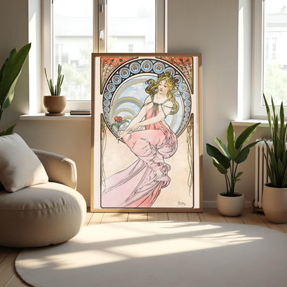 Alfons Mucha Art Nouveau Poster: 'The Arts - Painting' Elegant Print