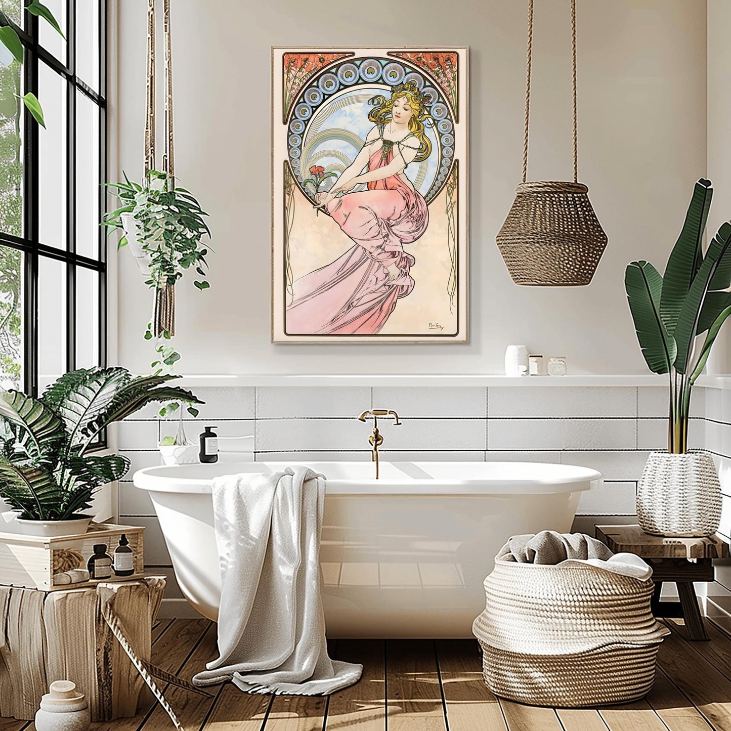 Alfons Mucha Art Nouveau Poster: 'The Arts - Painting' Elegant Print