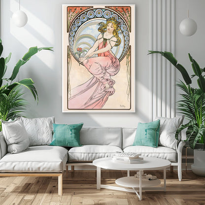 Alfons Mucha Art Nouveau Poster: 'The Arts - Painting' Elegant Print